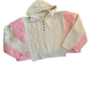 NWOT POL Cozy Pink and Cream Women's oversized Sweater